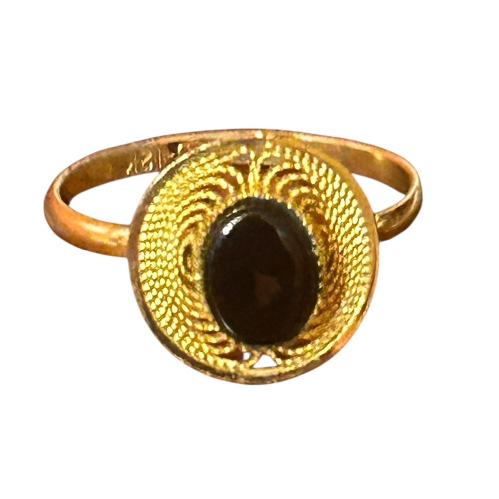 VTG 1/20 12K Gold Filled Filigree Ring | Black Onyx Cabochon Size 8